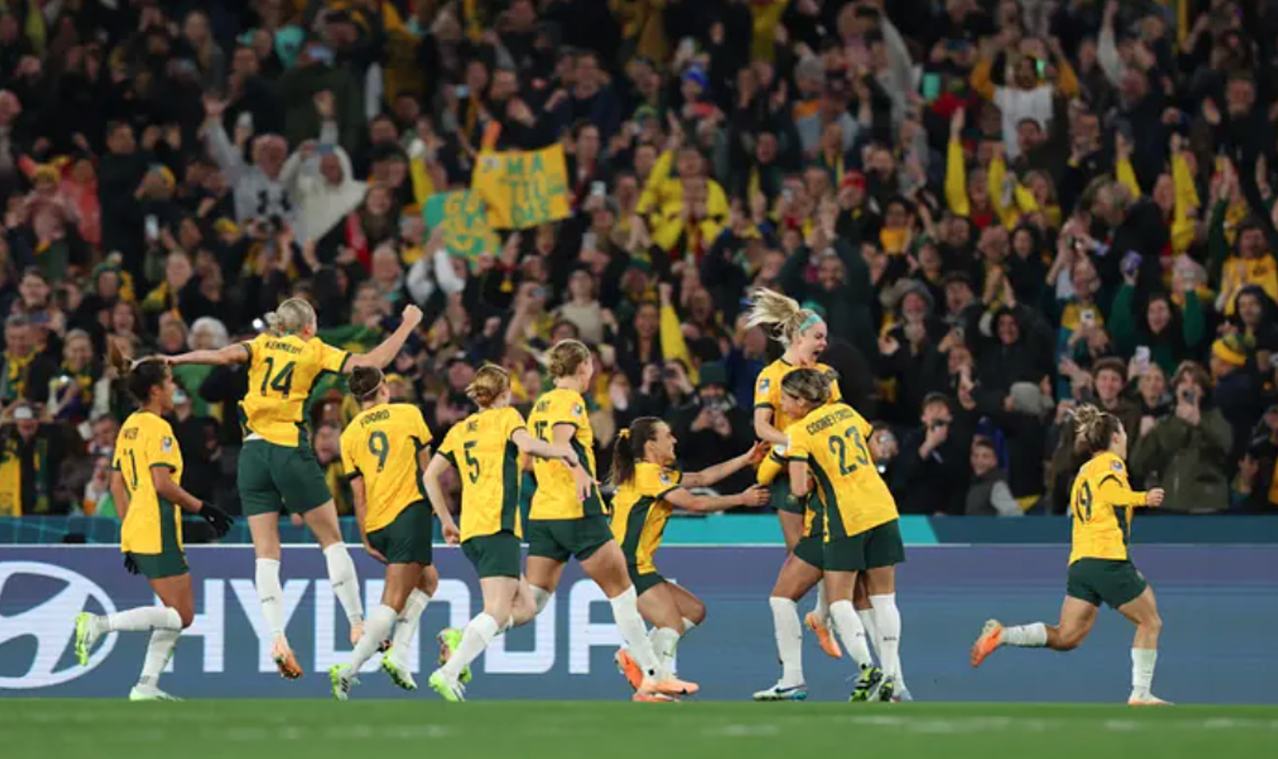 Đội tuyển bóng đá nữ Australia thắng Ireland 1-0 ở trận mở màn bảng B World Cup 2023. Ảnh: FIFA