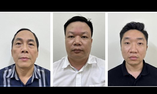 Các đối tượng (từ trái qua phải): Hoàng Quốc Hùng, Lương Nhân Hoà, Nguyễn Đình Cảnh bị bắt tạm giam. Ảnh: Bộ Công an
 
