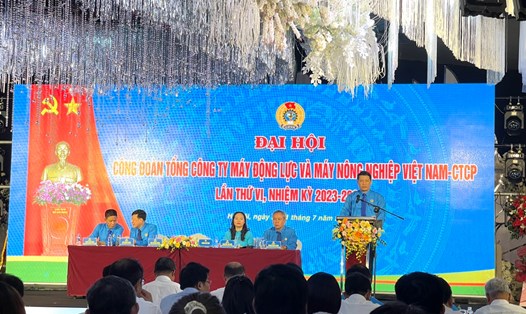 Toàn cảnh Đại hội lần thứ VI Công đoàn Tổng Công ty Máy động lực và Máy nông nghiệp Việt Nam - CTCP (VEAM). Ảnh: Hà Anh