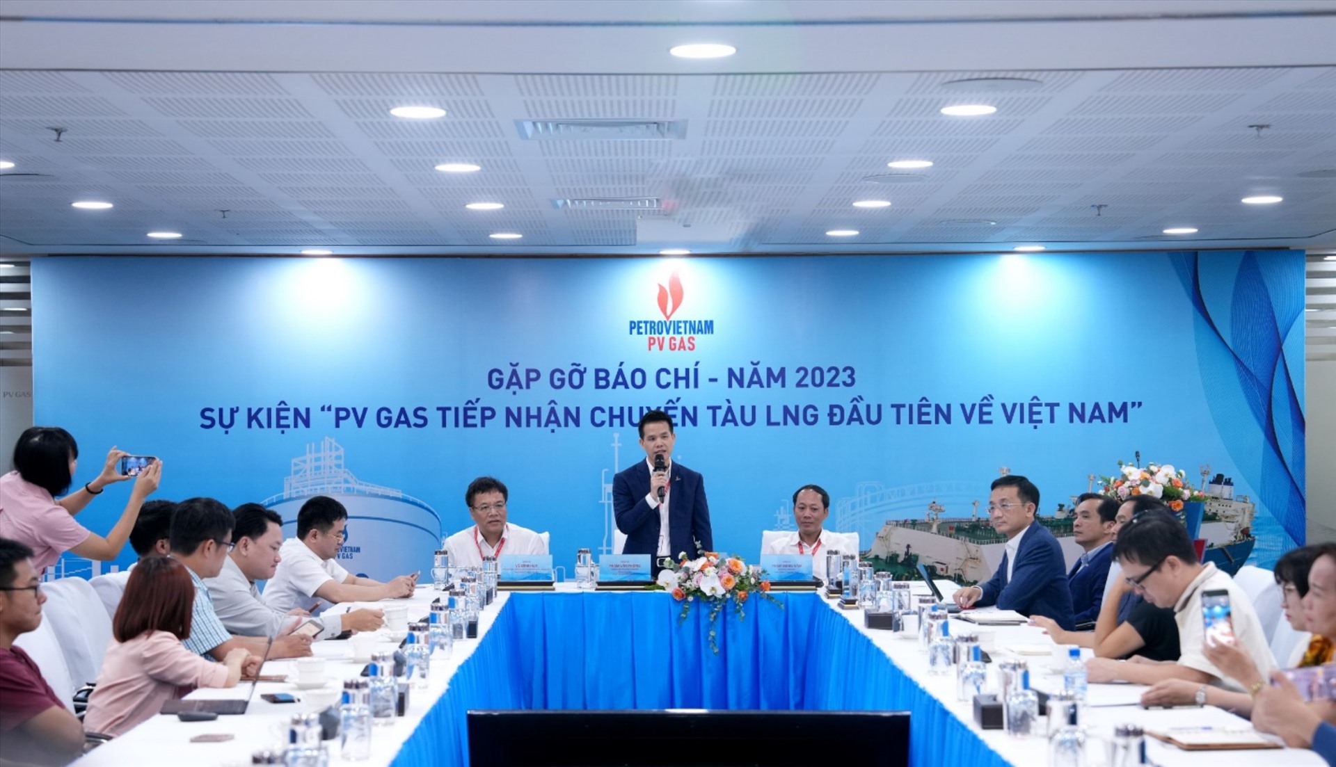 PV GAS tổ chức họp báo, công bố sự kiện “Đón chuyến tàu LNG đầu tiên đến Việt Nam”. Ảnh: PV GAS 