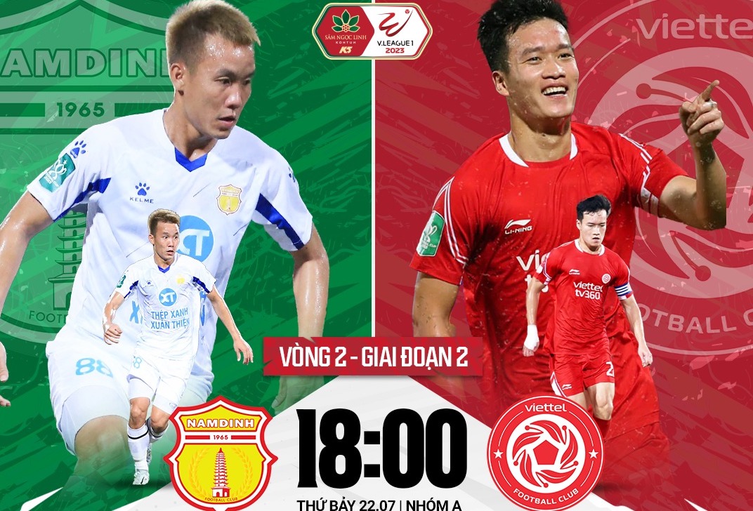 Nam Định chạm trán Viettel tại vòng 2 giai đoạn 2 V.League 2023. Ảnh: FPT Play