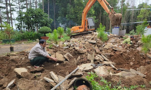 Các ngành chức năng ở huyện Bảo Lâm khẩn trương trồng lại rừng sau khi thu hồi đất người dân lấn chiếm trái phép trong rừng cộng đồng. Ảnh: Khánh Phúc