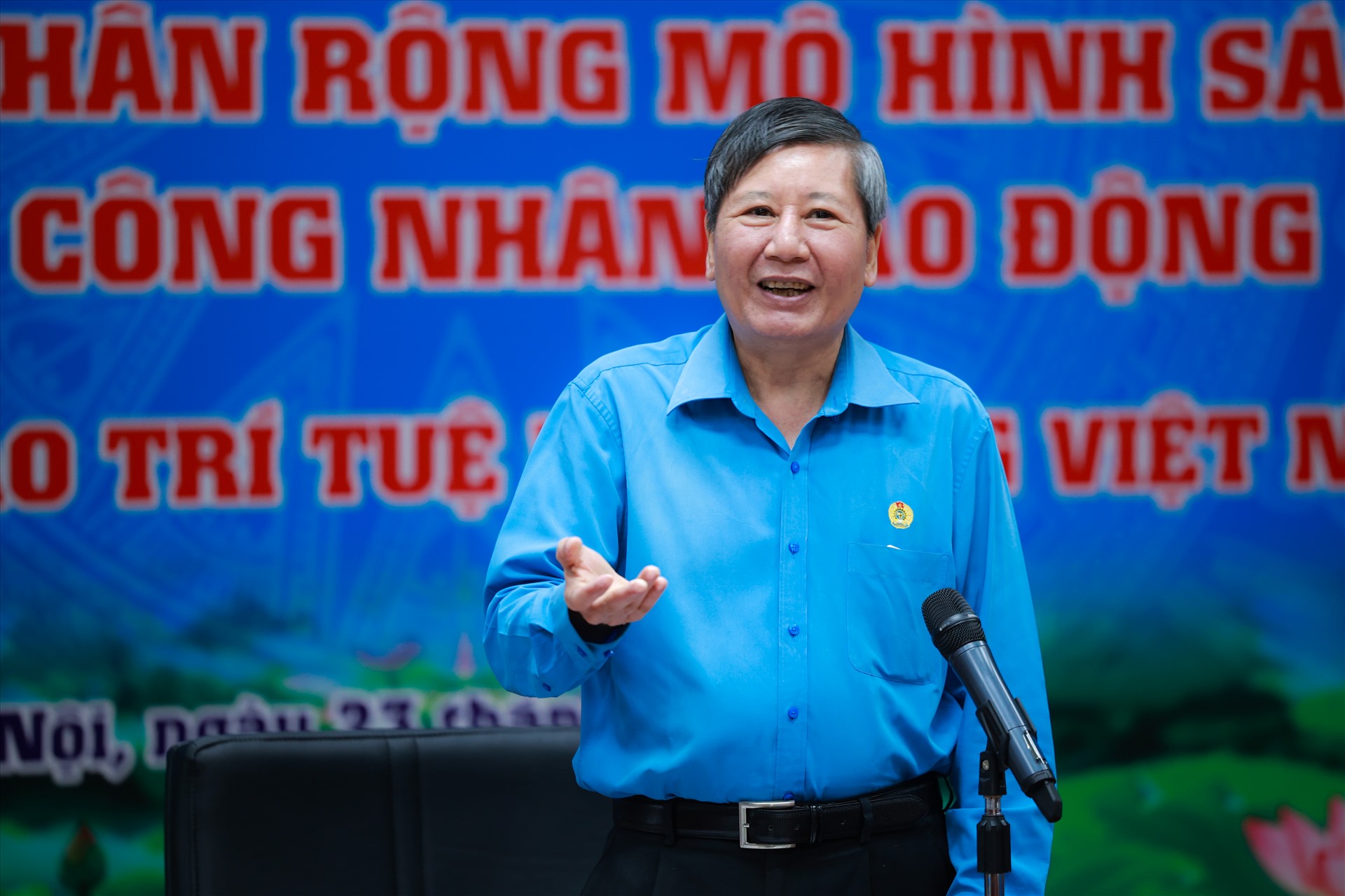 Phó Chủ tịch Thường trực Tổng LĐLĐVN Trần Thanh Hải phát biểu tại buổi toạ đàm. Ảnh: Hải Nguyễn