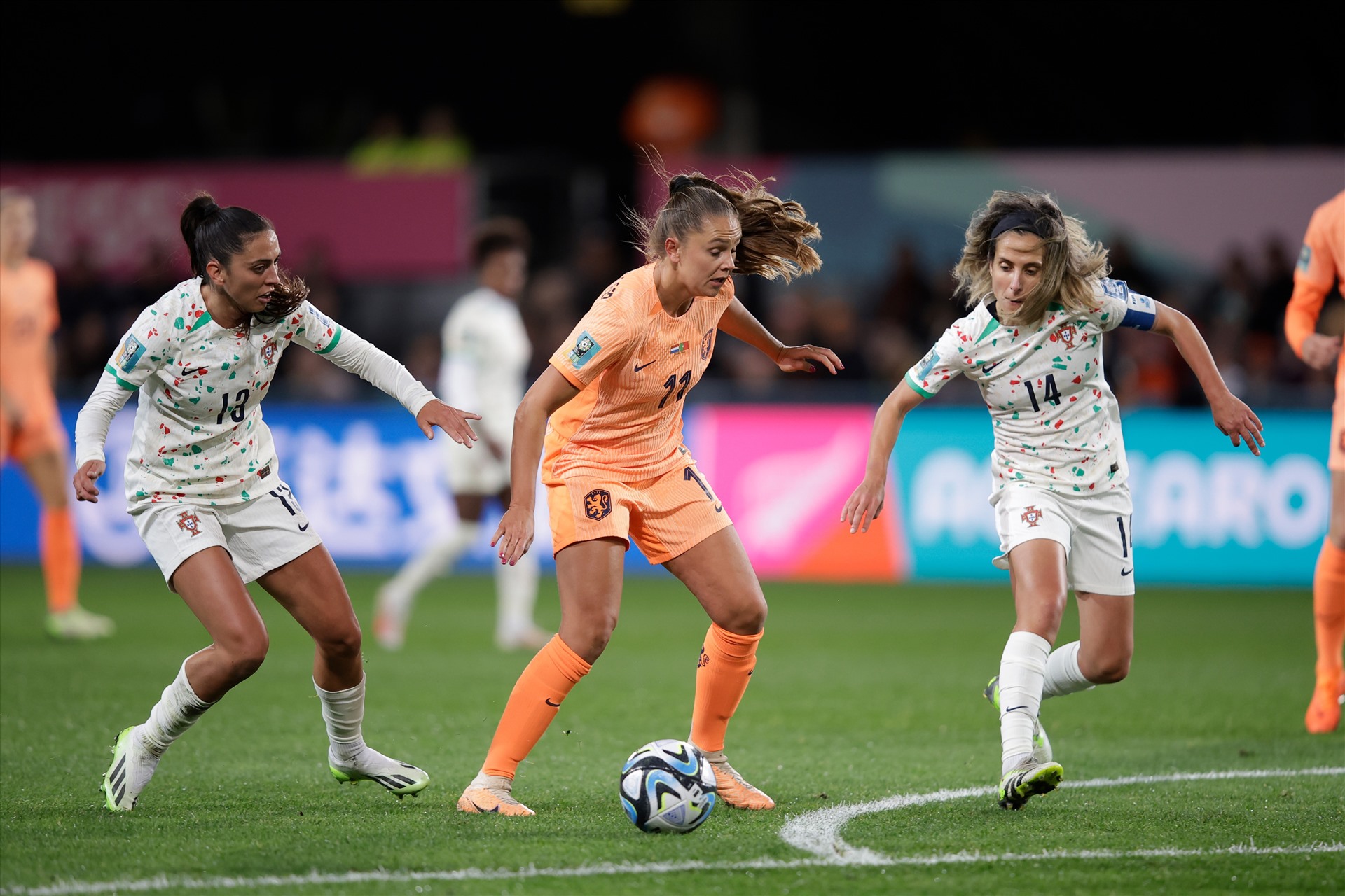 Tuyển nữ Bồ Đào Nha (trắng) thua 0-1 trước đương kim Á quân Hà Lan ở trận ra quân World Cup nữ 2023. Ảnh: LĐBĐ Hà Lan