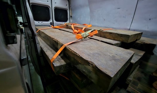 Số gỗ không rõ nguồn gốc trên xe ôtô. Ảnh Công an Gia Lai