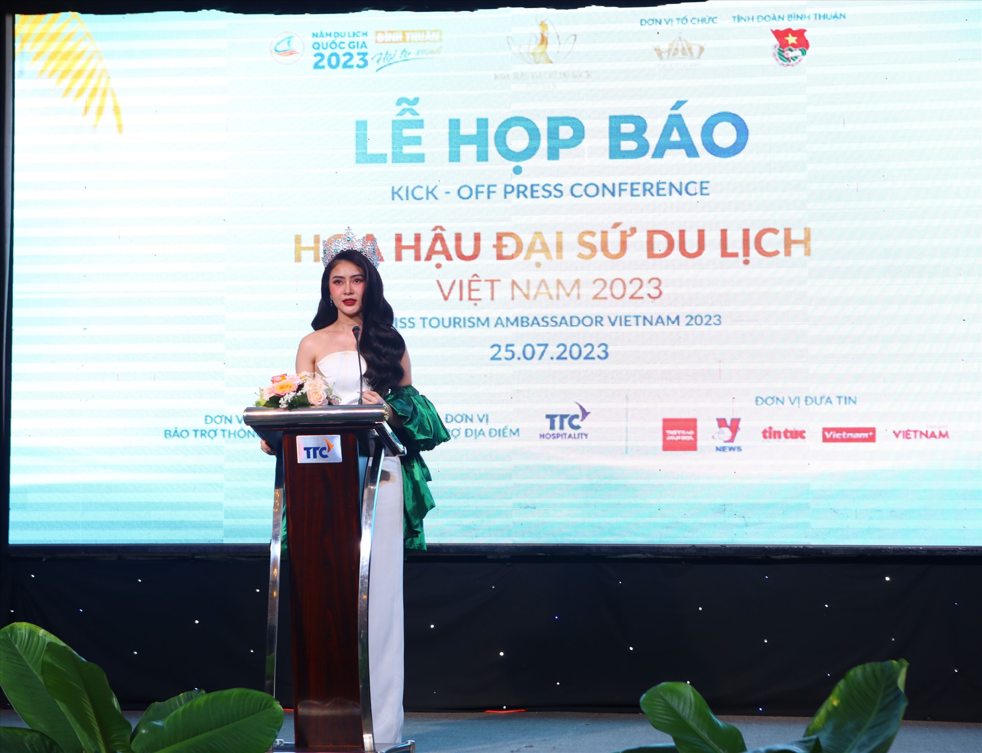 Hoa hậu Lý Kim Thảo, Hoa hậu Du lịch Việt Nam toàn cầu năm 2021 làm gương mặt đại sứ quảng bá cho cuộc thi. Ảnh: Duy Tuấn