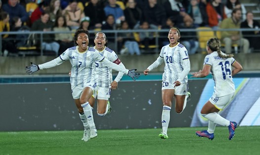 Tuyển nữ Philippines tạo bất ngờ ở World Cup nữ 2023 khi đánh bại chủ nhà New Zealand. Ảnh: LĐBĐ Philippines