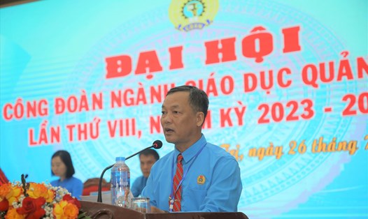 Ông Nguyễn Thanh Quang tái cử chức Chủ tịch Công đoàn ngành Giáo dục tỉnh khóa VIII. Ảnh: Hưng Thơ