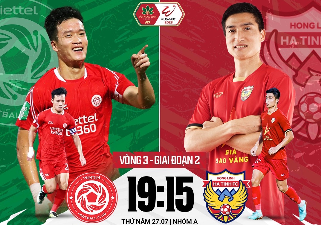 Viettel chạm trán với Hồng Lĩnh Hà Tĩnh tại vòng 3 giai đoạn 2 V.League 2023. Ảnh: FPT Play