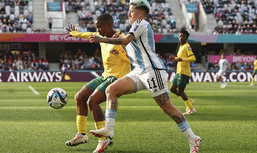 Tuyển nữ Argentina có 1 điểm trước Nam Phi dù bị dẫn trước 2 bàn. Ảnh: LĐBĐ Argentina