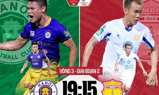 Hà Nội FC chạm trán với Nam Định tại vòng 3 giai đoạn 2 V.League 2023. Ảnh: FPT Play