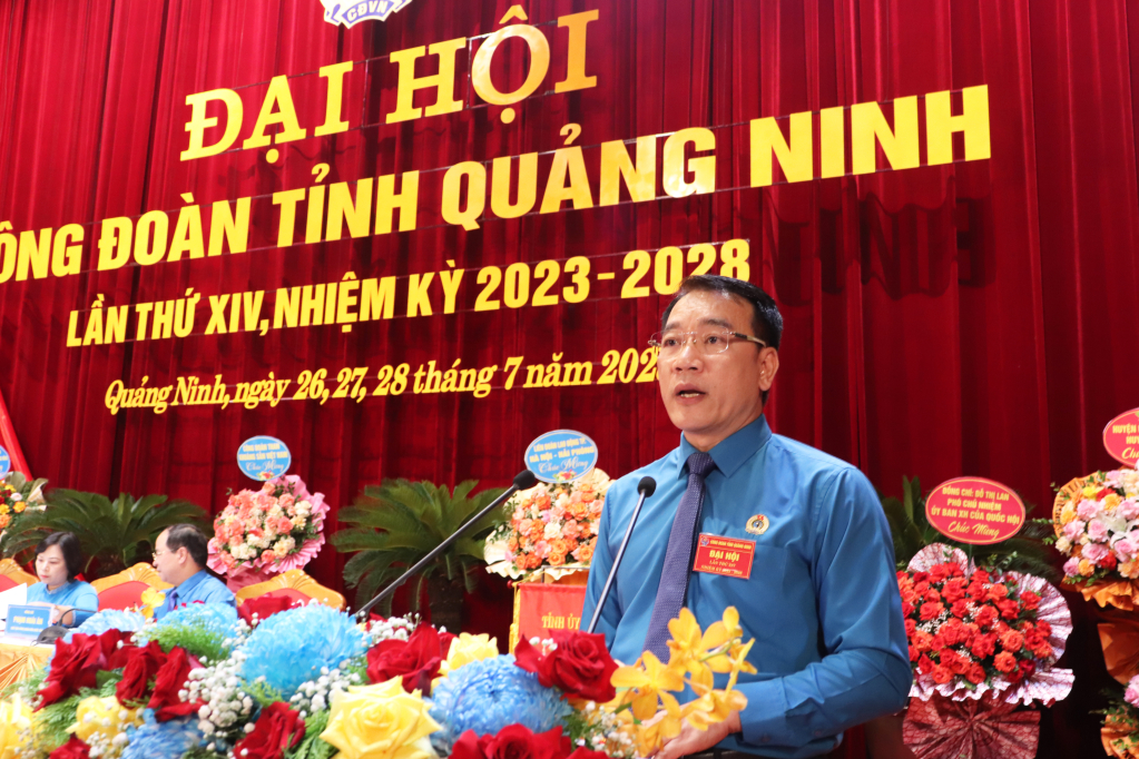 Ông Tô Xuân Thao tái đắc cử Chủ tịch LĐLĐ tỉnh Quảng Ninh khóa XIV, nhiệm kỳ 2023- 2028. Ảnh: Minh Đức