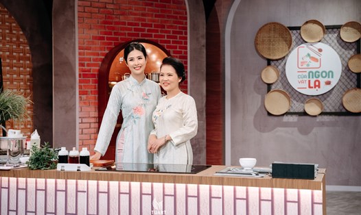 Hoa hậu Ngọc Hân tham gia chương trình cùng dì Thanh Huyền. Ảnh: VTV