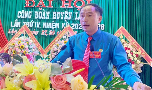 Ông Lê Đình Sương được bầu giữ chức Chủ tịch LĐLĐ huyện Lộc Hà nhiệm kỳ 2023 - 2028. Ảnh: Công đoàn