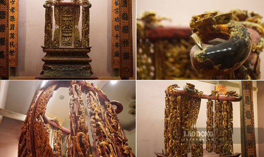 Ngắm bảo vật quốc gia ngai thờ thếp vàng hơn 300 năm tuổi ở Thái Bình. Ảnh: Lương Hà