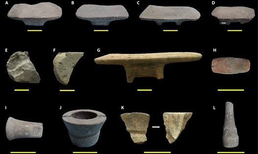 Dụng cụ được phát hiện tại di chỉ khảo cổ Óc Eo. Ảnh: Đại học Quốc gia Australia