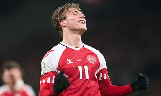 Rasmus Hojlund là nhân tố mới tại đội tuyển Đan Mạch. Ảnh: UEFA