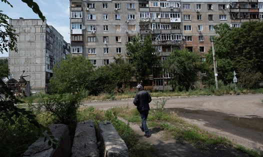 Một khu dân cư bị phá hủy ở Avdiivka, miền đông Ukraina, ngày 28.6.2023. Ảnh: AFP