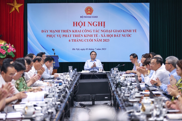 Thủ tướng Chính phủ Phạm Minh Chính chủ trì hội nghị đẩy mạnh công tác ngoại giao kinh tế. Ảnh: VGP