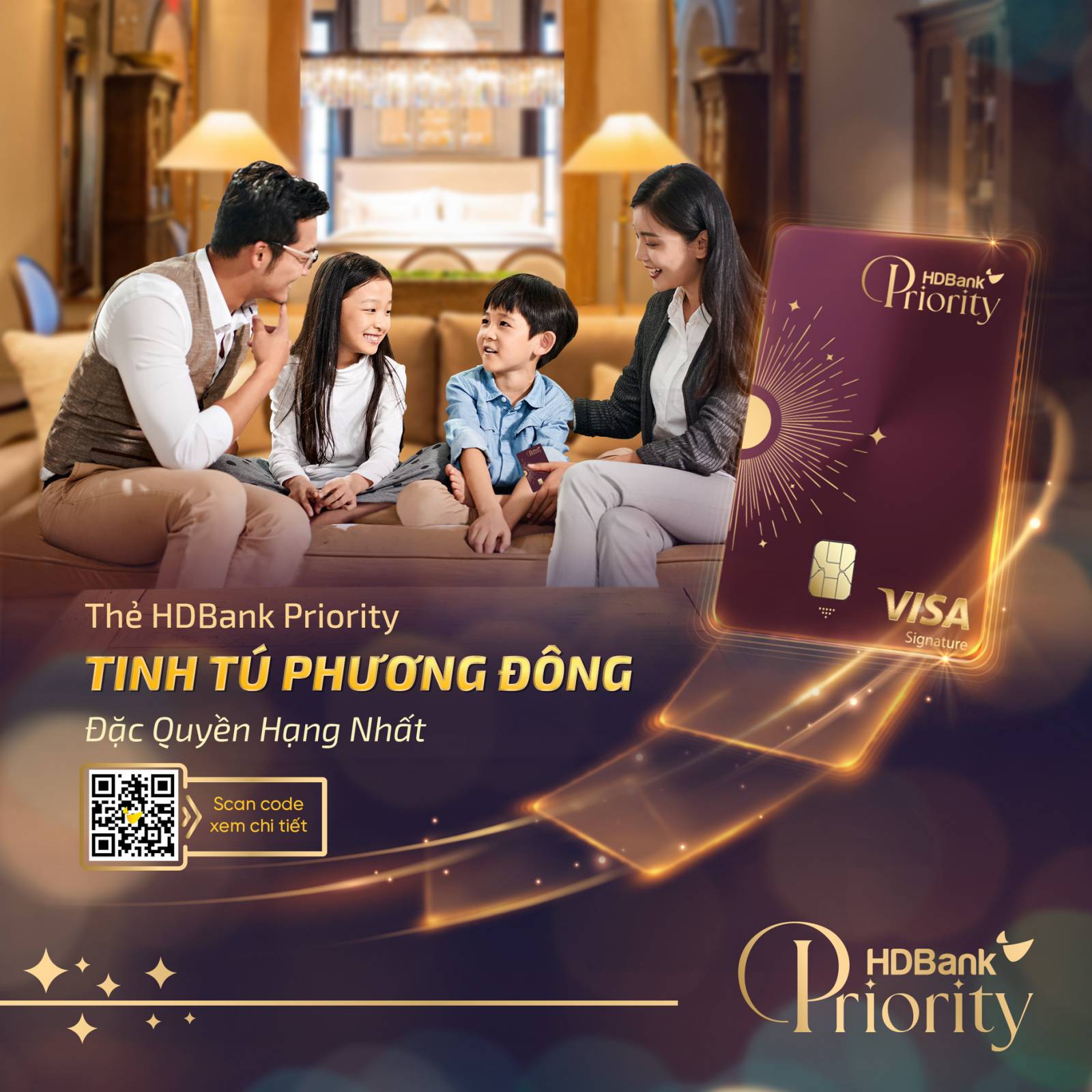 Thẻ tín dụng HDBank Priority – Tinh Tú Phương Đông được tích hợp ra mắt với hạn mức của thẻ tín dụng lên đến 10 tỉ đồng. Nguồn: HDBank 