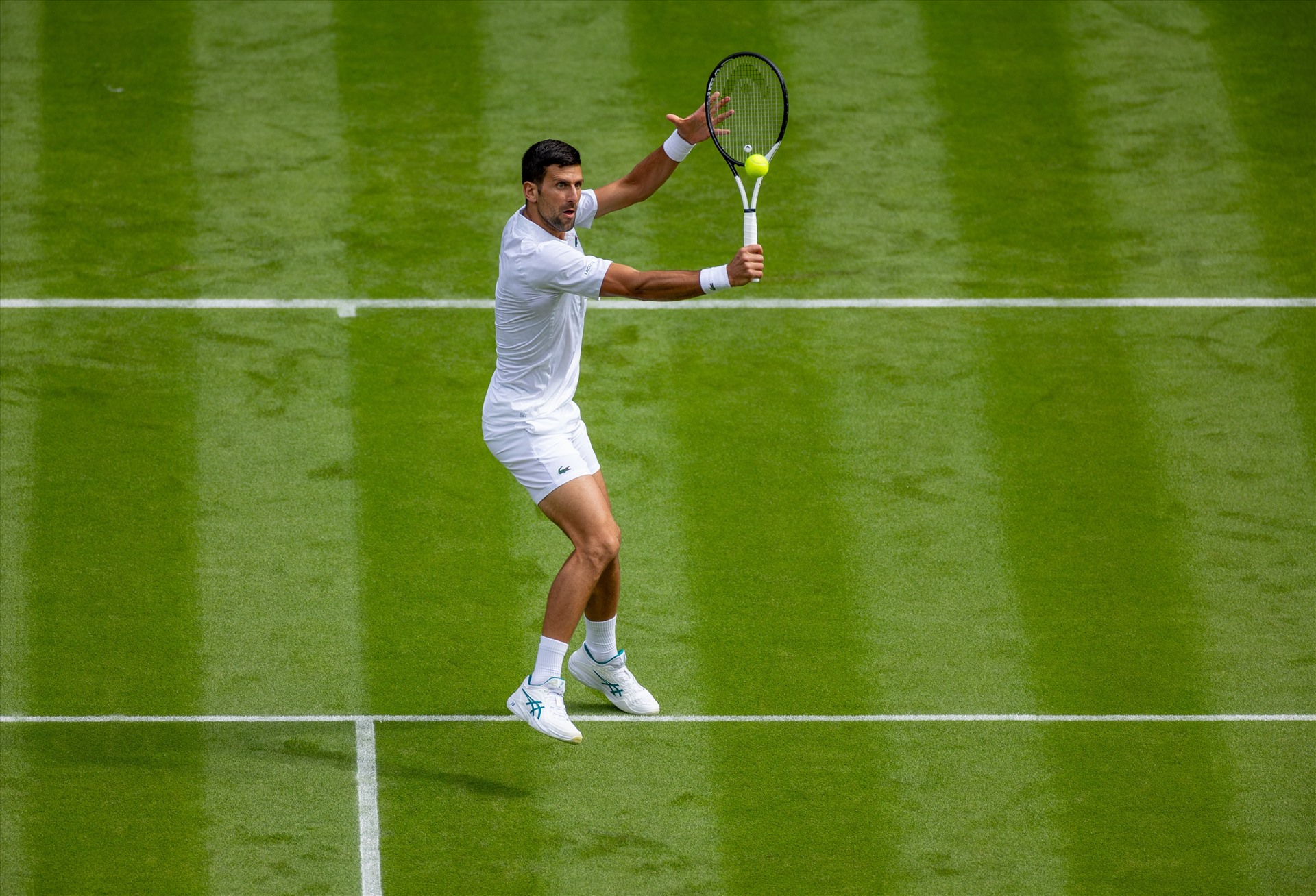 Novak Djokovic thắng 3 set liên tiếp trước Pedro Cachin. Ảnh: Wimbledon
