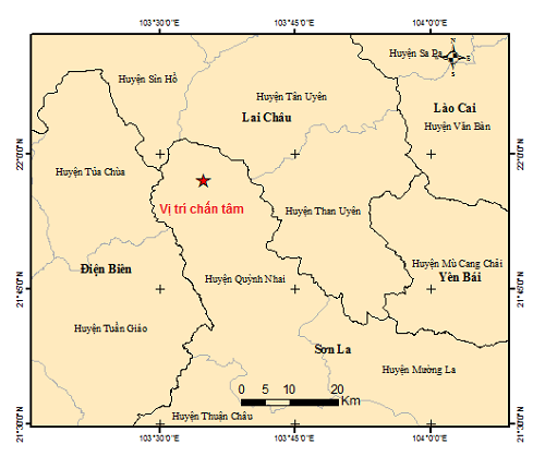 Trận động đất xảy ra chiều 30.7 tại Sơn La. Ảnh: Viện Vật lý Địa cầu 