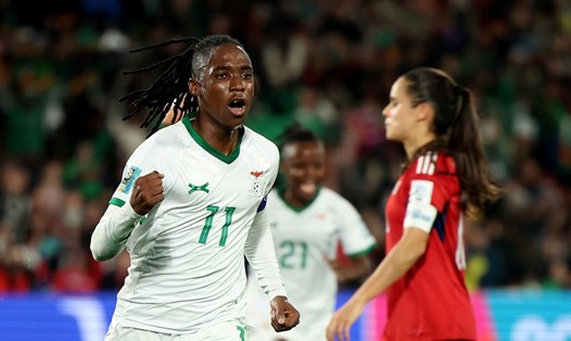 Barbra Banda của tuyển nữ Zambia ghi bàn thắng thứ 1.000 của World Cup nữ. Ảnh: FIFA