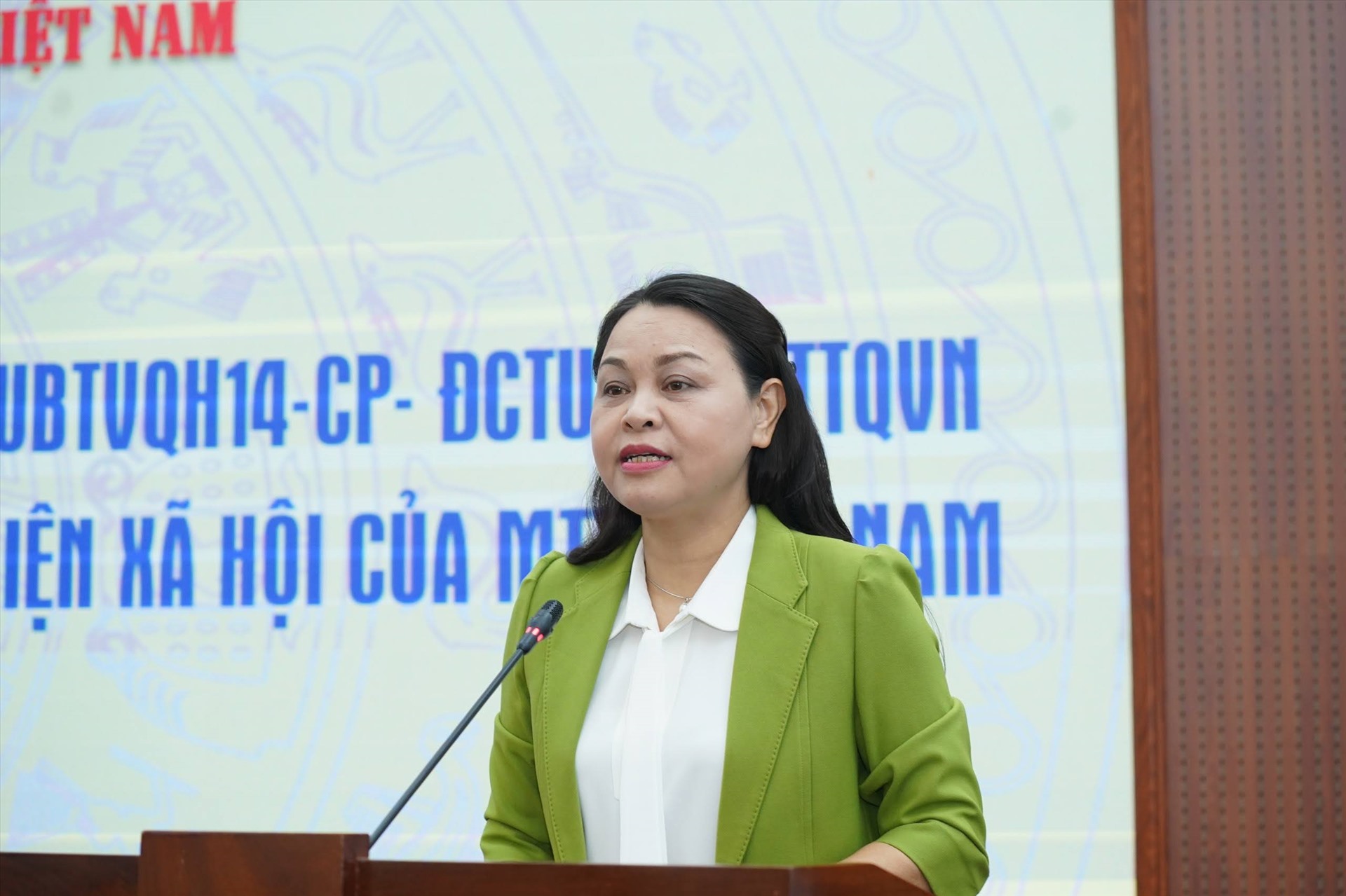 Bà Nguyễn Thị Thu Hà phát biểu tại hội nghị. Ảnh: Phạm Đông