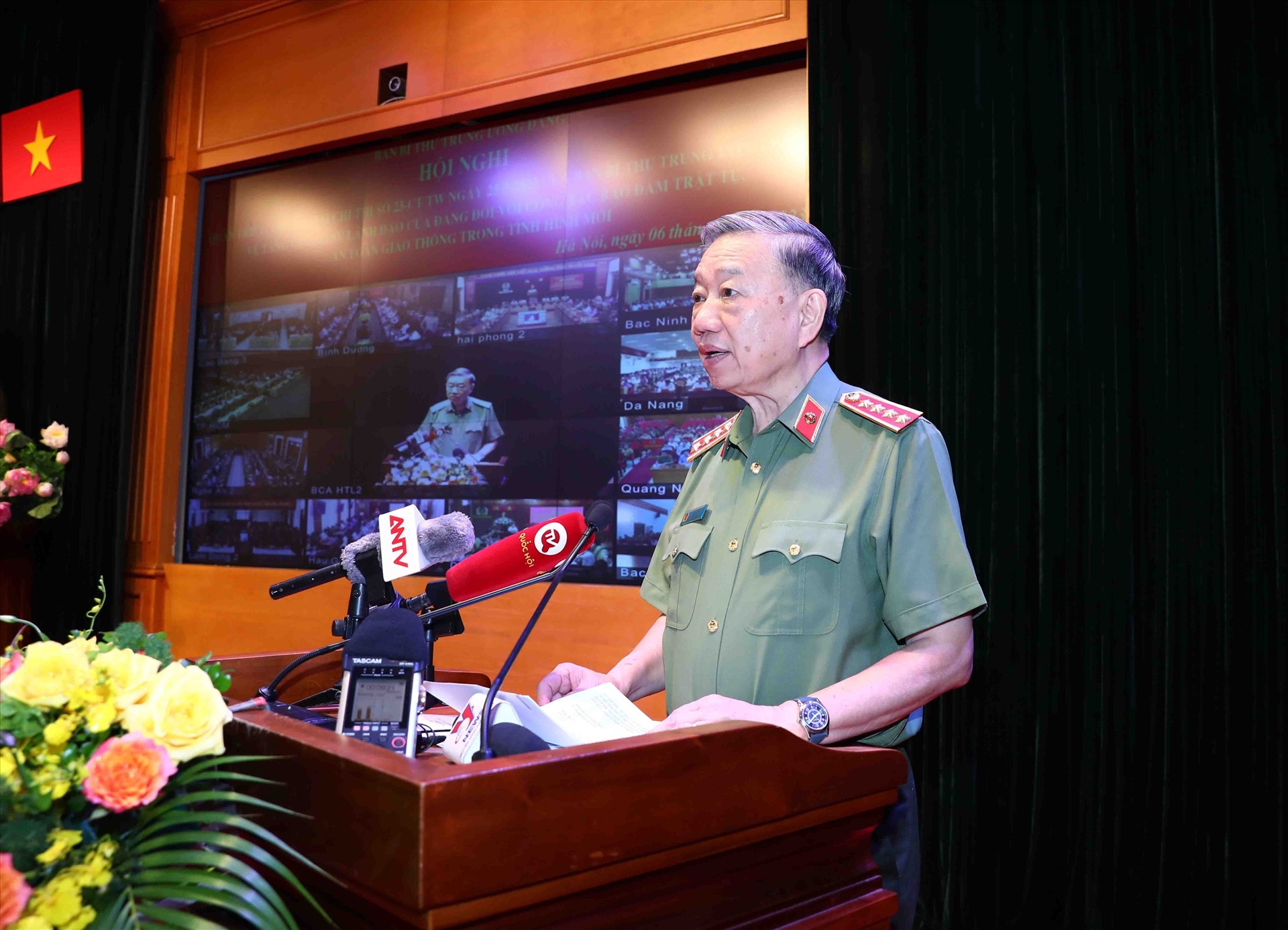 Bộ trưởng Bộ Công an, Đại tướng Tô Lâm phát biểu khai mạc Hội nghị. Ảnh: Phạm Kiên