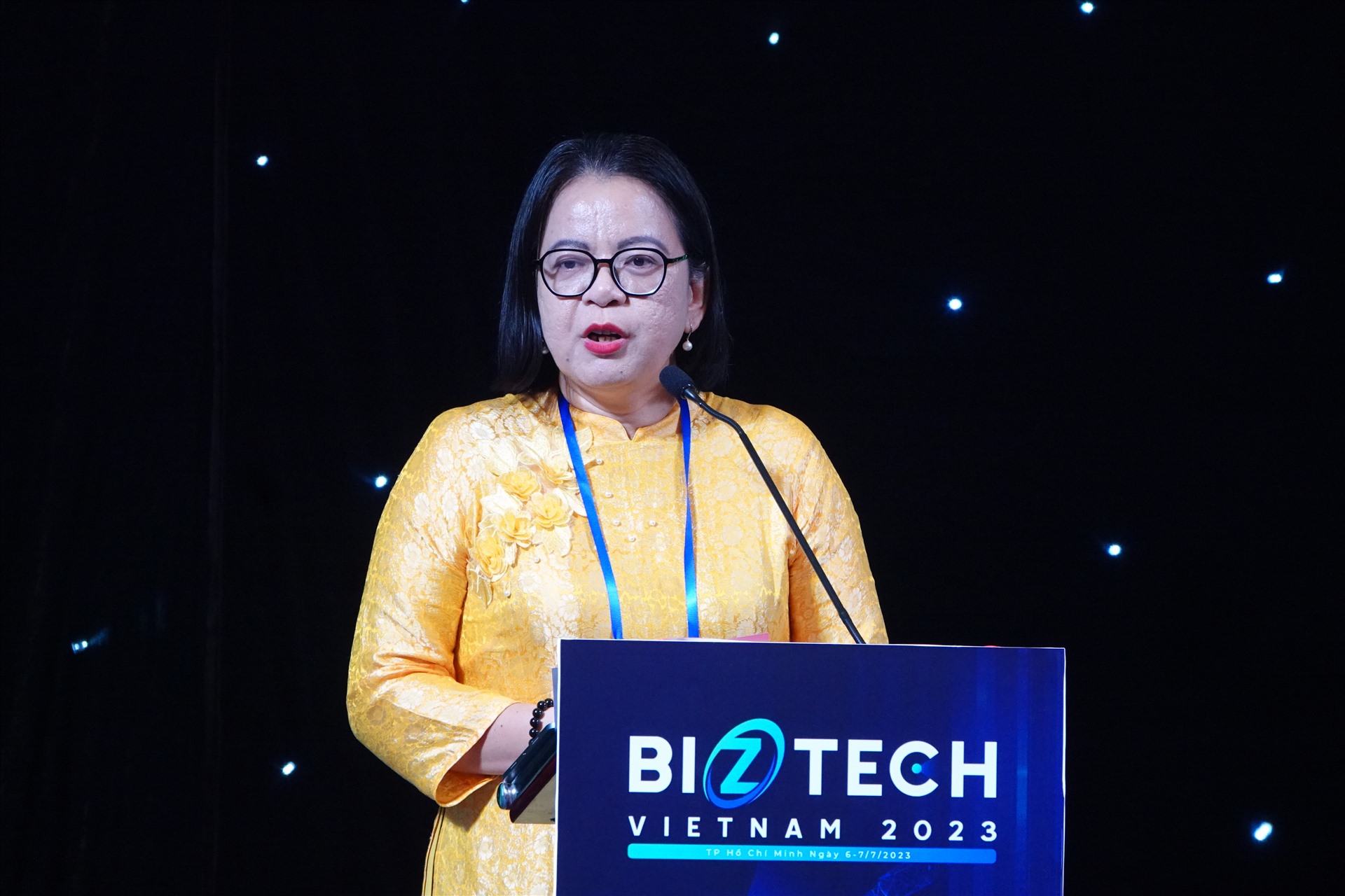 Bà Võ Thị Trung Trinh, Phó giám đốc Sở Thông tin và Truyền thông TPHCM nhấn mạnh thúc đẩy kinh tế số là mục tiêu quan trọng của địa phương. Ảnh: Nguyễn Đăng