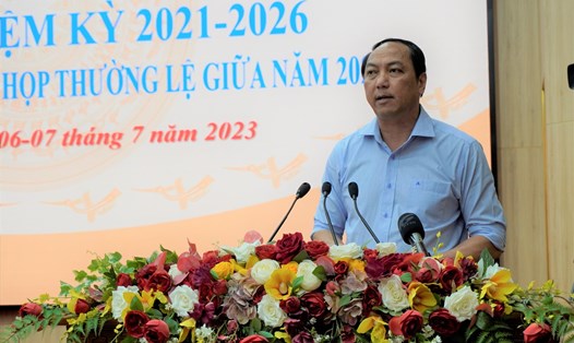 Chủ tịch UBND tỉnh Kiên Giang Lâm Minh Thành phát biểu tại kỳ họp HĐND tỉnh. Ảnh: Nguyên Anh