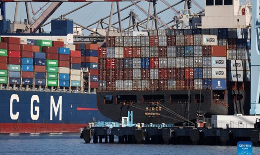 Tàu container tại cảng Los Angeles, California, Mỹ. Ảnh minh họa. Ảnh: Xinhua