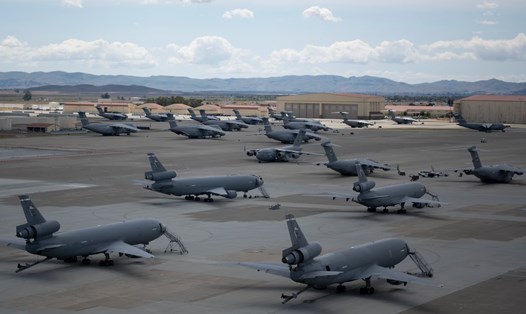 Máy bay tại Căn cứ Không quân Travis của Mỹ ở thành phố Fairfield, hạt Solano, California, Mỹ. Ảnh: Travis Air Force Base
