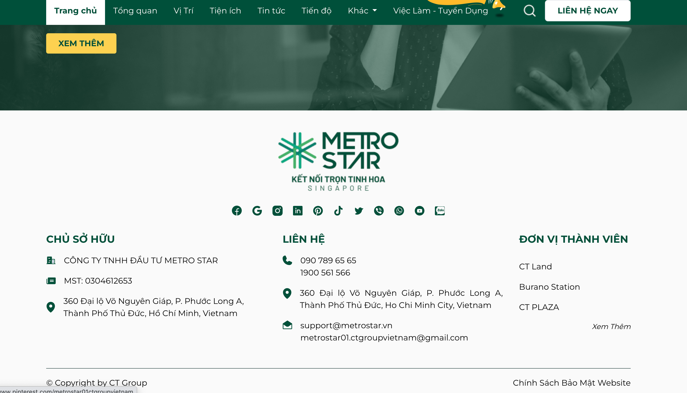 Một phần giới thiệu về Metro Star trên Website. Ảnh: Chụp màn hình.