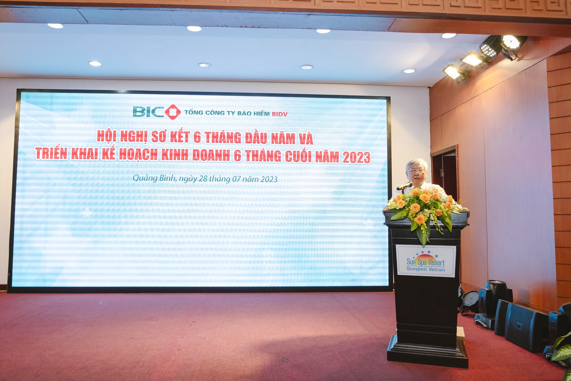 Chủ tịch HĐQT BIC Trần Xuân Hoàng phát biểu tại hội nghị. Nguồn: BIC 