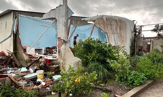 Hiện trạng nhà dân ở huyện Gò Quao bị thiệt hại vì thiên tai. Ảnh: Công an Kiên Giang 