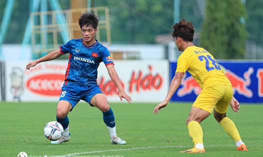 U23 Việt Nam có trận đấu tập thứ 2 với U21 Hà Nội. Ảnh: VFF