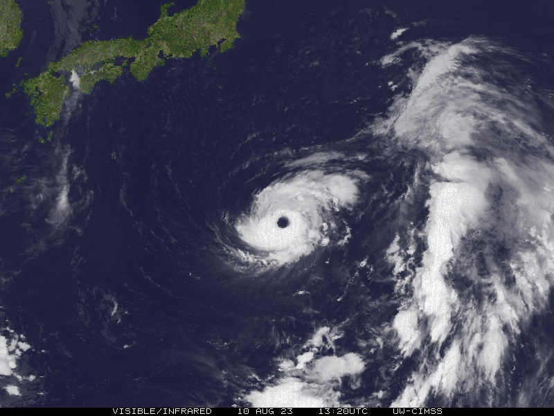 Ảnh vệ tinh bão Lan ngày 10.8.2023. Ảnh: Cyclocane