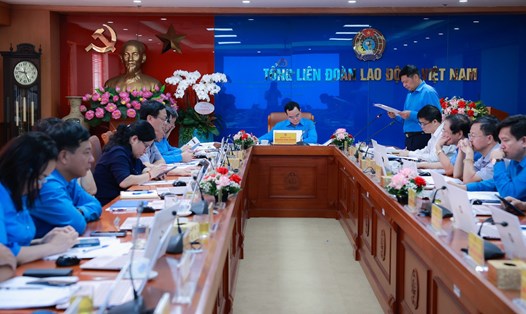 Quang cảnh Hội nghị Đoàn Chủ tịch Tổng Liên đoàn Lao động Việt Nam lần thứ 36 (khoá XII). Ảnh: Hà Anh 