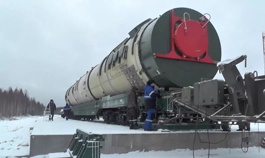 Tên lửa đạn đạo liên lục địa RS-28 Sarmat. Ảnh: Bộ Quốc phòng Nga