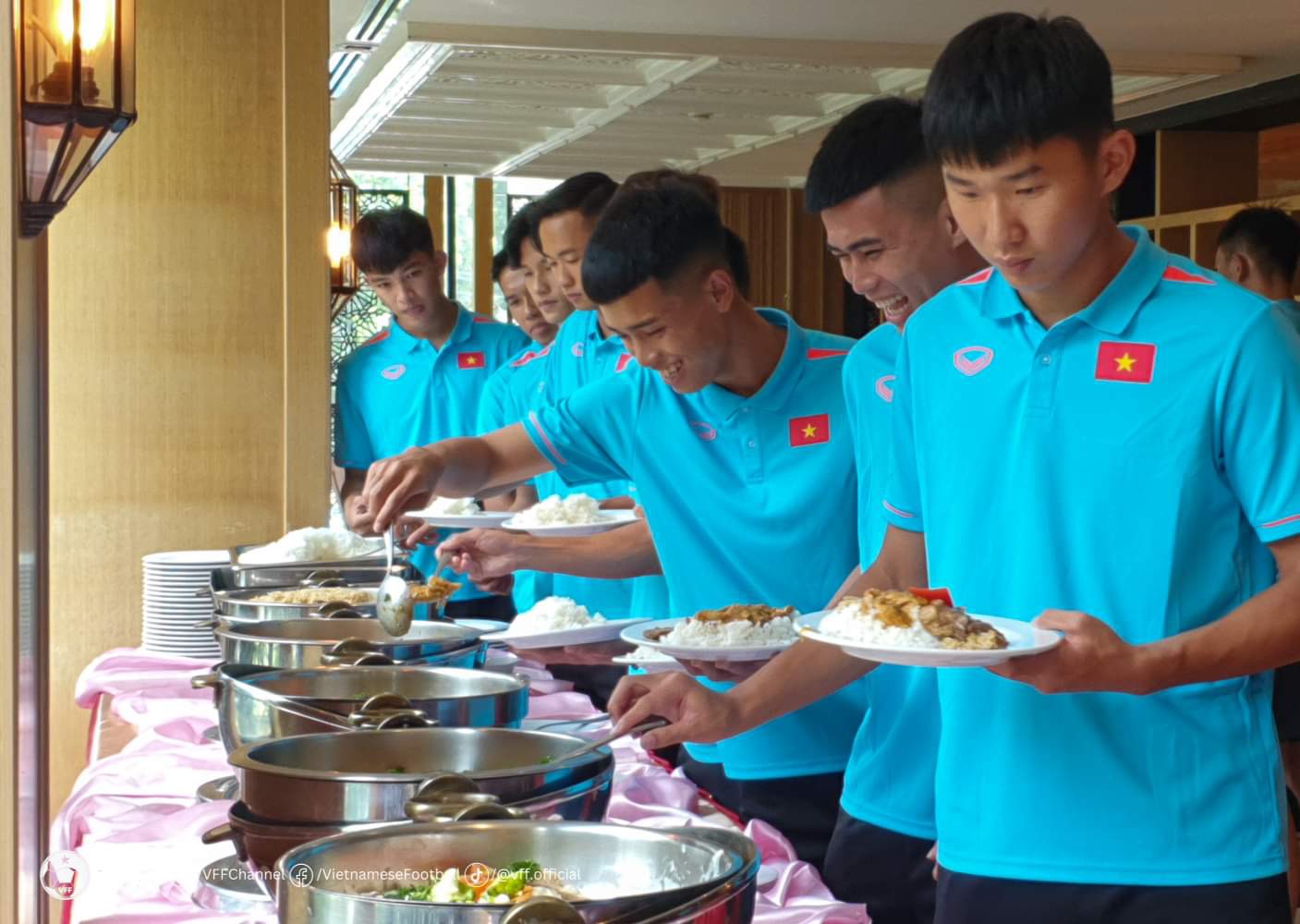 U23 Việt Nam đã ổn định chỗ ở tại Thái Lan và sẽ có buổi tập vào chiều 14.8. Ảnh: VFF