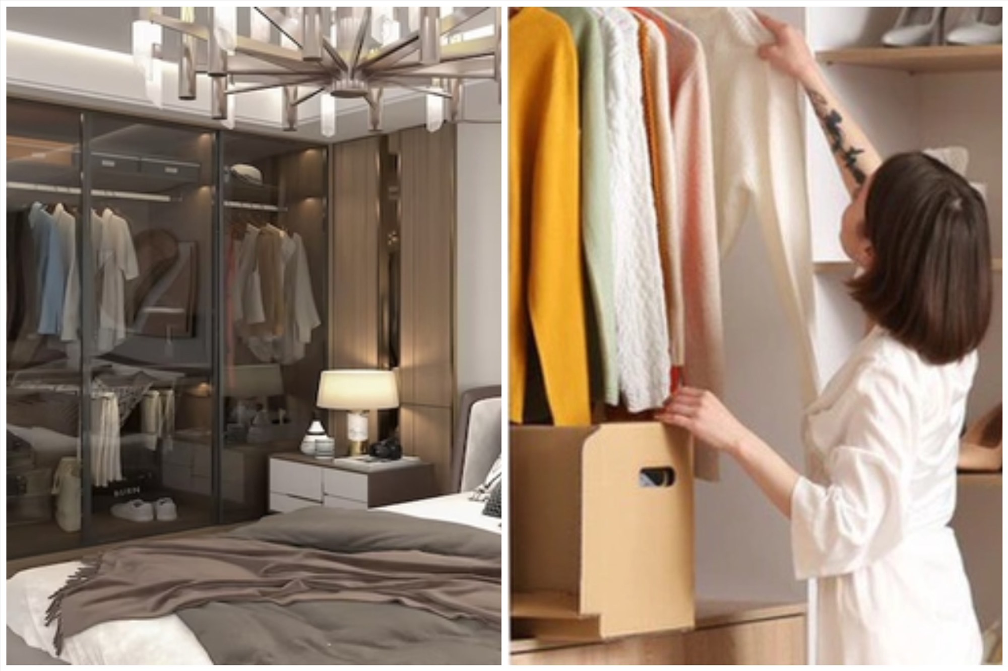 Mẹo thông minh để tối đa hóa không gian tủ quần áo. Đồ họa: Thanh Thanh 