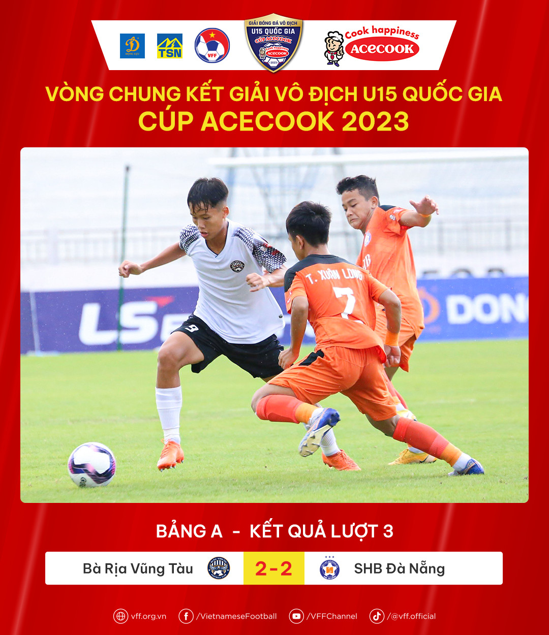 U15 Bà Rịa Vũng Tàu giành vé vào tứ kết Giải U15 Quốc gia 2023. Ảnh: VFF