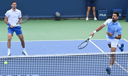 Novak Djokovic sớm thất bại ở nội dung đôi nam tại Cincinnati 2023. Ảnh: ATP Tour