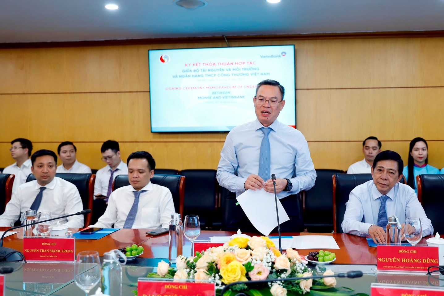 Chủ tịch Hội đồng quản trị VietinBank Trần Minh Bình phát biểu.  