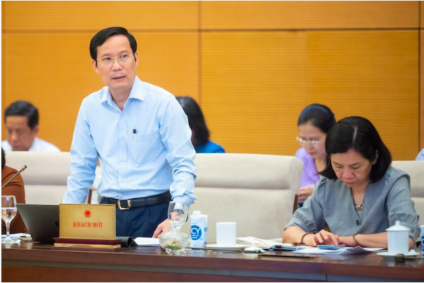 Chủ tịch VCCI Phạm Tấn Công phát biểu tại phiên họp. Ảnh: Phạm Thắng/QH
