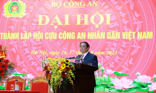 Thủ tướng Phạm Minh Chính tham dự và chỉ đạo tại Đại hội Hội cựu Công an nhân dân. Ảnh: H.Phong