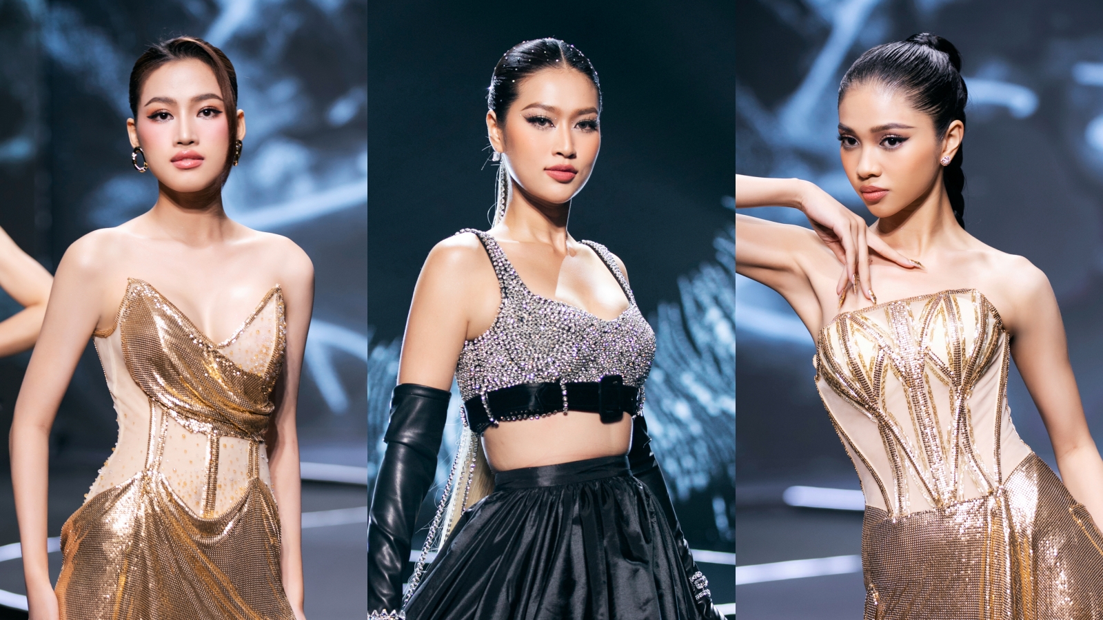 Dàn hoa á hậu góp mặt trong đêm diễn thời trang. Ảnh: Ban tổ chức