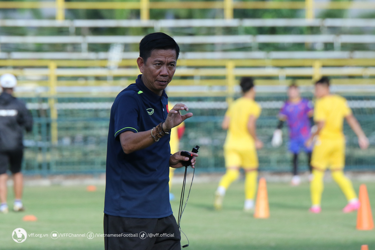 Trong buổi họp báo trưa 17.8, huấn luyện viên Hoàng Anh Tuấn đã khẳng định mục tiêu của U23 Việt Nam tại giải U23 Đông Nam Á 2023 là vào tới trận chung kết. Ảnh: VFF