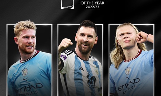 Lionel Messi sẽ đua với 2 ngôi sao của Man City ở hạng mục Cầu thủ xuất sắc nhất năm của UEFA. Ảnh: UEFA